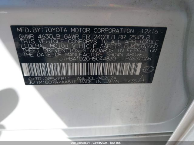 JTHBA1D20H5044830 Lexus IS 200T