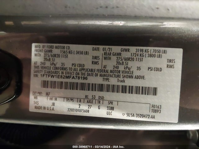 Ford F-150 Xl 2021 1FTFW1E82MFA78196 Image 9