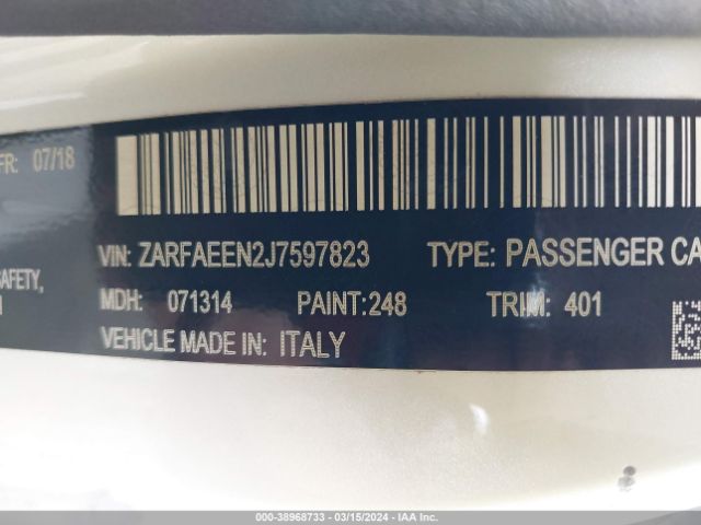 ZARFAEEN2J7597823 Alfa Romeo Giulia Ti Sport Awd