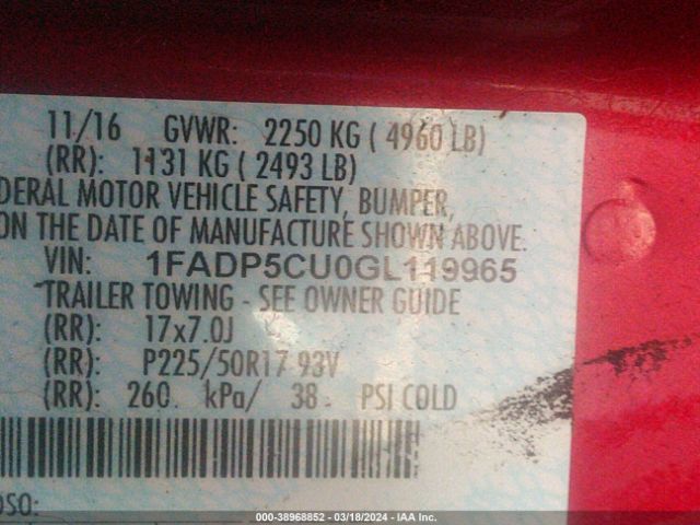 1FADP5CU0GL119965 Ford C-max Energi Sel