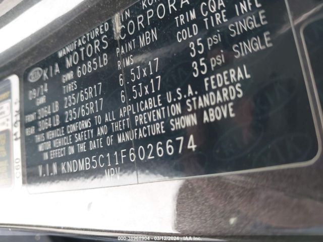 KNDMB5C11F6026674 KIA SEDONA LX
