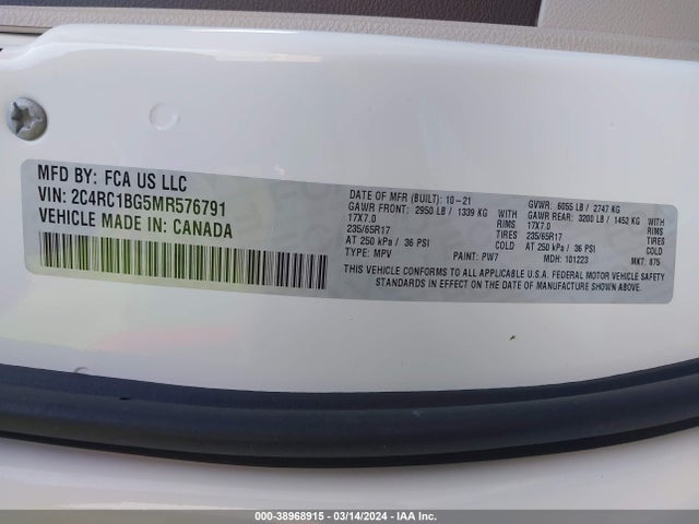Chrysler Pacifica Touring L 2021 2C4RC1BG5MR576791 Image 9