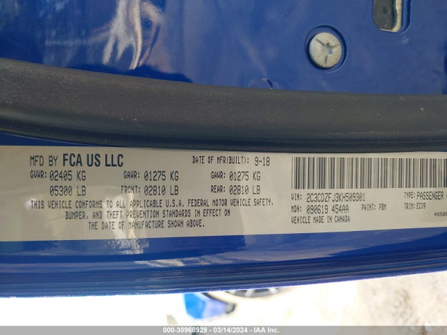 Dodge Challenger R/t Scat Pack 2019 2C3CDZFJ3KH509301 Image 9