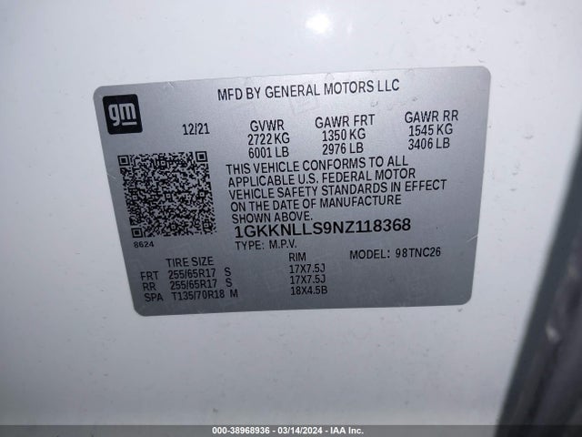GMC Acadia Awd At4 2022 1GKKNLLS9NZ118368 Image 9