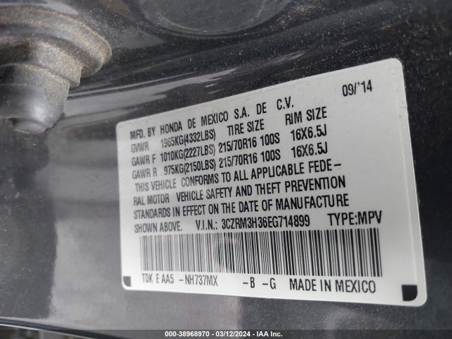 Honda CR-V LX 2014 3CZRM3H36EG714899 Image 9