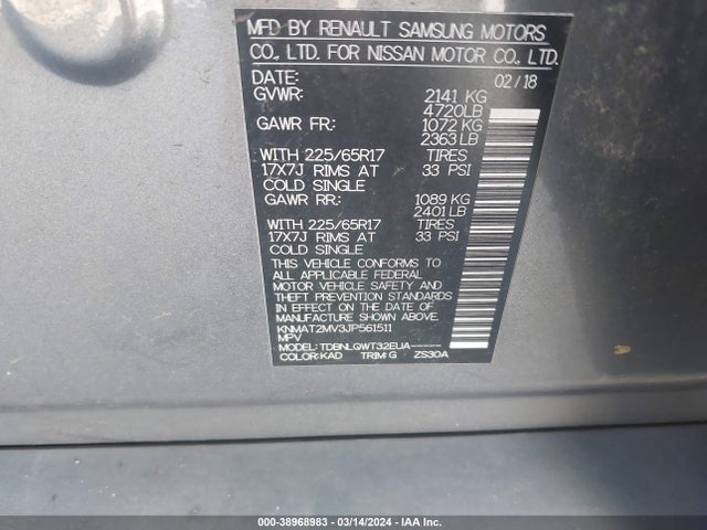 Nissan ROGUE SV 2018 KNMAT2MV3JP561511 Image 9