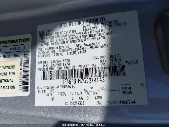 1FA6P8TH7G5274143 Ford Mustang Ecoboost