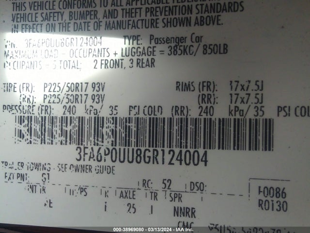 Ford Fusion Hybrid S 2016 3FA6P0UU8GR124004 Image 9