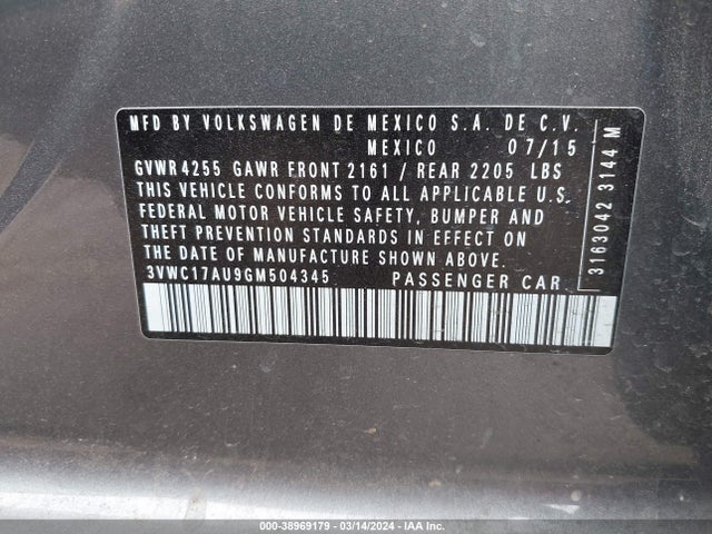 3VWC17AU9GM504345 Volkswagen Golf Sportwagen Tsi S 4-door