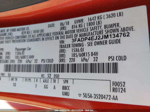 Ford FIESTA SE 2018 3FADP4EJ2JM134762 Image 9