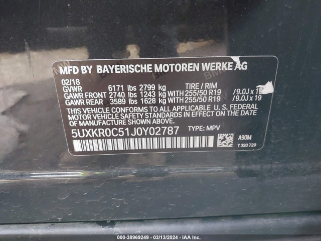 BMW X5 Xdrive35i 2018 5UXKR0C51J0Y02787 Image 9