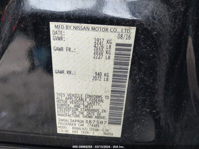 Nissan Altima 2.5 Sr 2016 1N4AL3AP4GN387597 Image 9