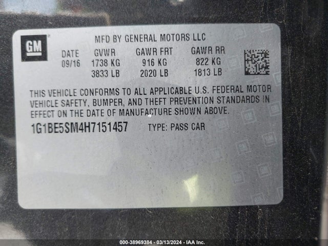 Chevrolet Cruze Lt Auto 2017 1G1BE5SM4H7151457 Image 9