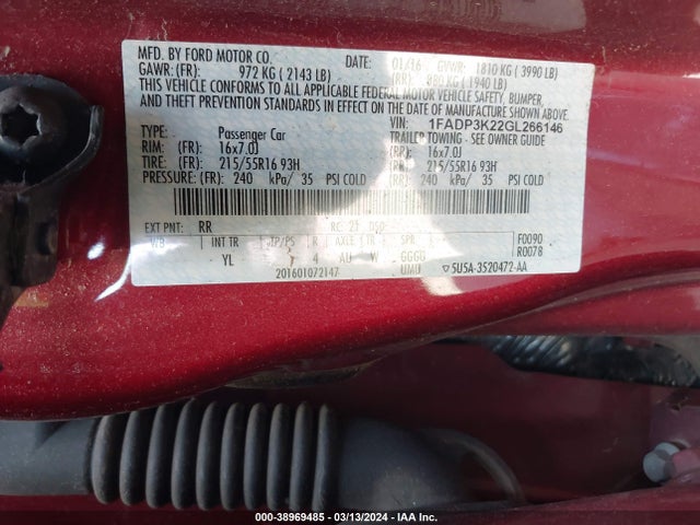 Ford FOCUS SE 2016 1FADP3K22GL266146 Image 9