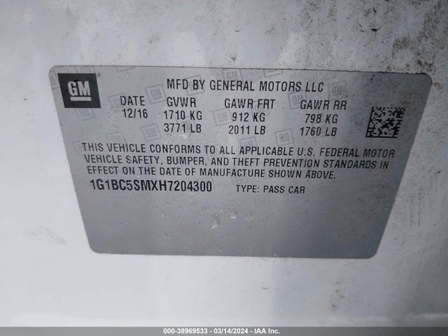 Chevrolet Cruze Ls Auto 2017 1G1BC5SMXH7204300 Image 9