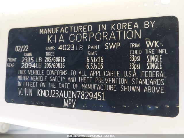 KIA SOUL LX 2022 KNDJ23AU1N7829451 Image 9