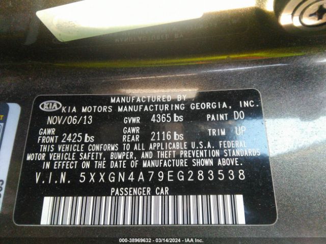 5XXGN4A79EG283538 KIA OPTIMA EX