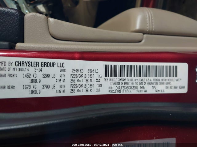 1C4RJFBGXEC469281 Jeep Grand Cherokee Limited