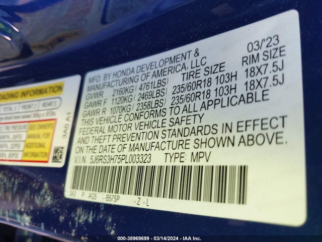 Honda Cr-v Ex-l 2wd 2023 5J6RS3H75PL003323 Image 9