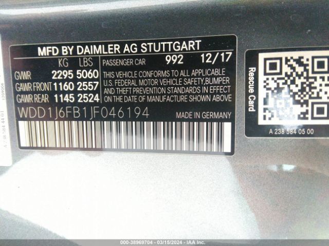 WDD1J6FB1JF046194 Mercedes-Benz E 400