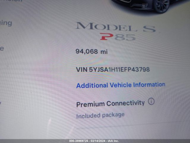 5YJSA1H11EFP43798 Tesla Model S P85