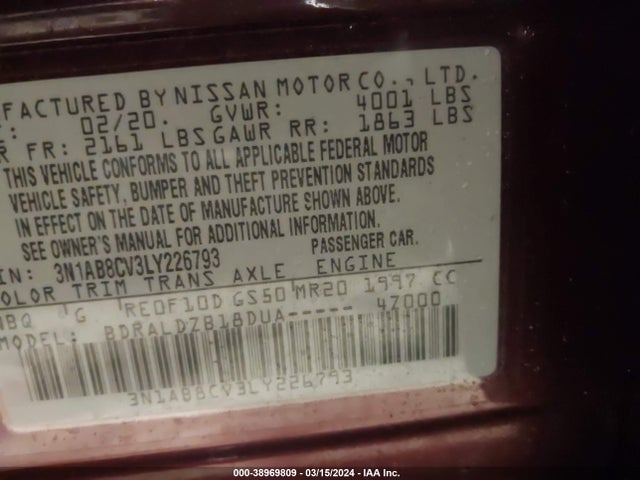 Nissan Sentra Sv Xtronic Cvt 2020 3N1AB8CV3LY226793 Image 9