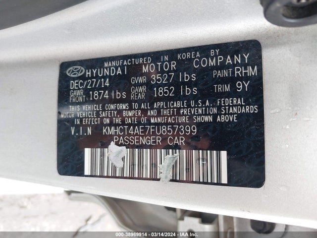 Hyundai ACCENT GLS 2015 KMHCT4AE7FU857399 Image 9