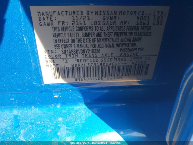 Nissan Sentra Sr Xtronic Cvt 2022 3N1AB8DV0NY210326 Image 9