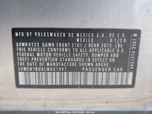 3VWCB7BU6LM031347 Volkswagen Jetta 1.4t R-line/1.4t S/1.4t Se