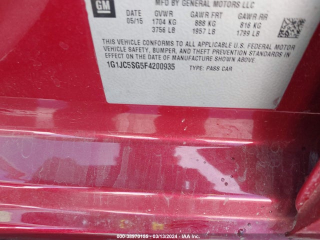 Chevrolet Sonic Lt Auto 2015 1G1JC5SG5F4200935 Image 9