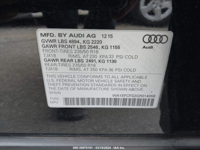 WA1EFCFS2GR014058 Audi Q3 2.0t Premium Plus