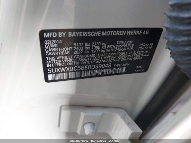 5UXWX9C58E0D39048 BMW X3 Xdrive28i