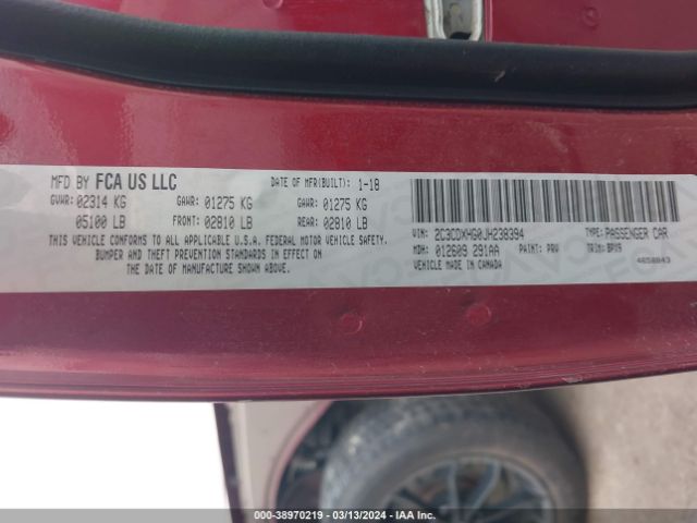 2C3CDXHG0JH238394 Dodge Charger Sxt Plus Rwd