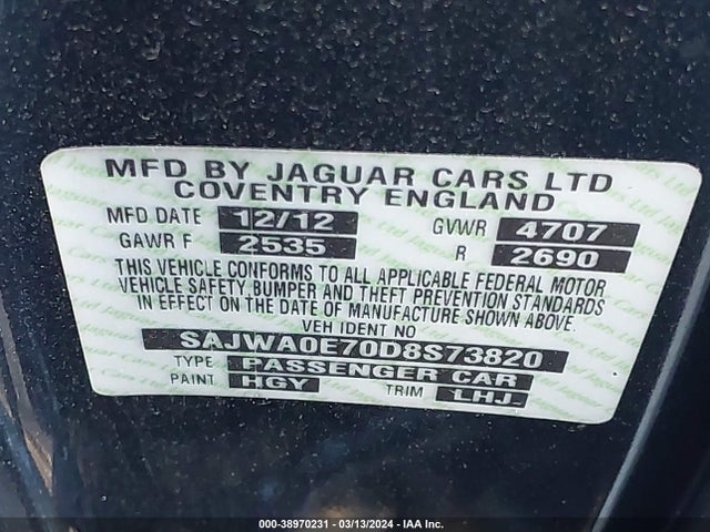 2013 JAGUAR XF SAJWA0E70D8S73820 Photo 8