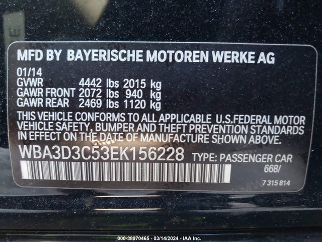 WBA3D3C53EK156228 BMW 328D