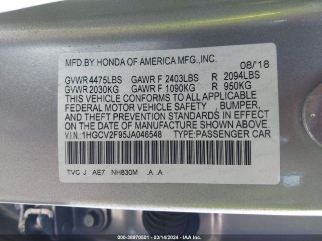 1HGCV2F95JA046548 Honda Accord Touring 2.0t