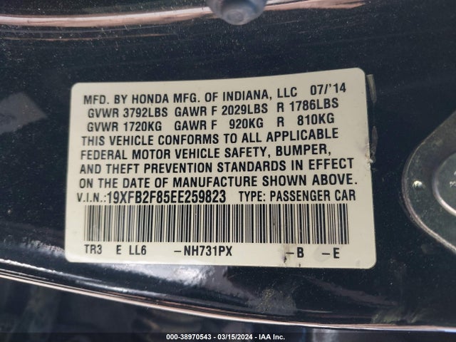 Honda CIVIC EX 2014 19XFB2F85EE259823 Image 9