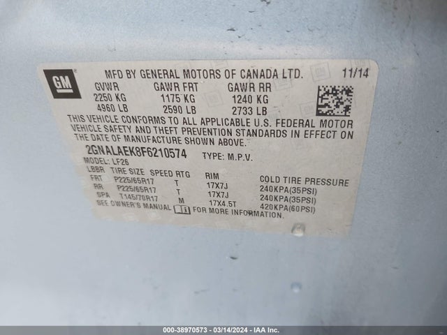 Chevrolet EQUINOX LS 2015 2GNALAEK8F6210574 Image 9