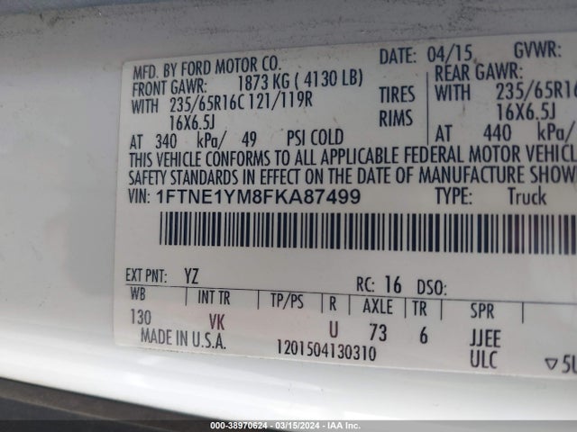 Ford Transit-150 2015 1FTNE1YM8FKA87499 Image 9