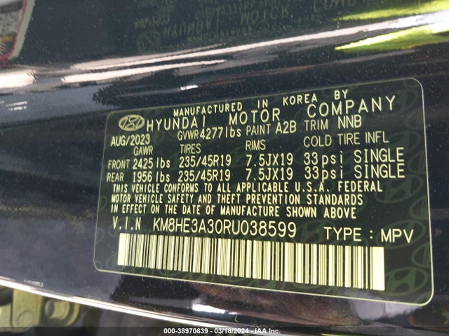 Hyundai Kona Limited 2024 KM8HE3A30RU038599 Image 9