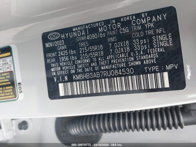 Hyundai Kona Sel 2024 KM8HB3AB7RU084530 Image 9