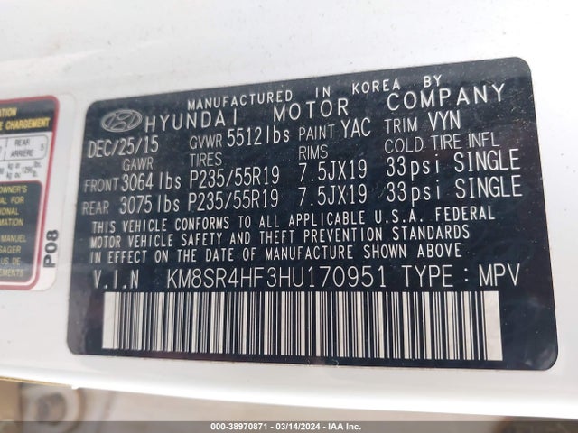 Hyundai Santa Fe Se Ultimate 2017 KM8SR4HF3HU170951 Image 9