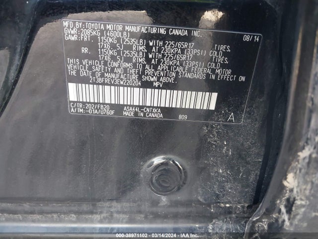 Toyota RAV4 LE 2014 2T3BFREV3EW220204 Image 9