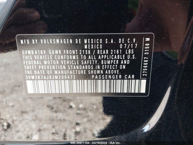 3VW2B7AJ8JM206472 Volkswagen Jetta 1.4t S