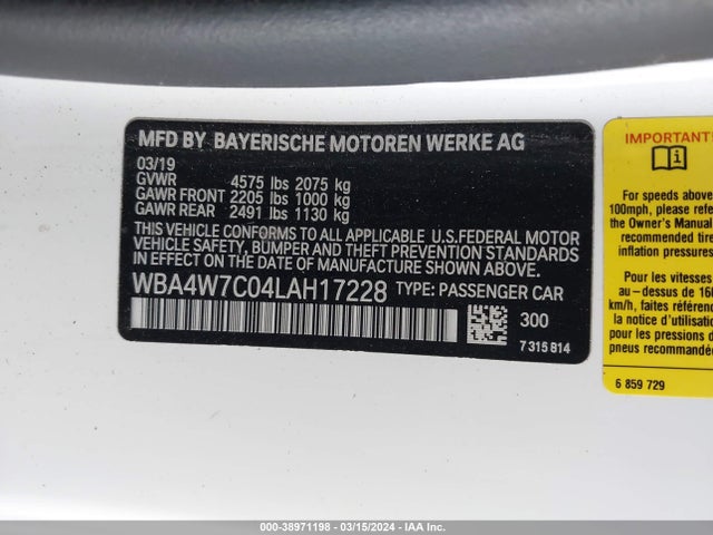 WBA4W7C04LAH17228 BMW 440I