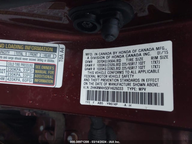 Honda CR-V EX 2015 2HKRM4H50FH626033 Image 9