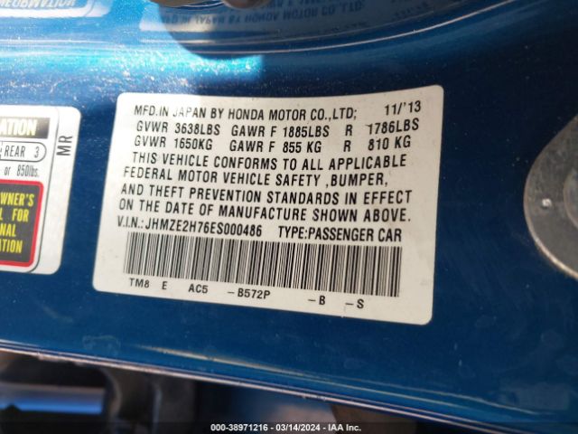JHMZE2H76ES000486 Honda INSIGHT EX
