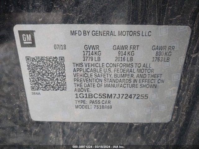 Chevrolet Cruze Ls Auto 2018 1G1BC5SM7J7247255 Image 9