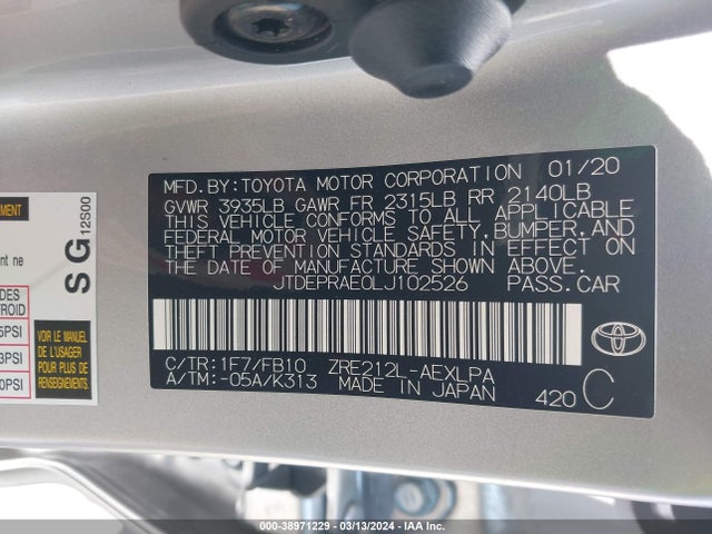 Toyota COROLLA LE 2020 JTDEPRAE0LJ102526 Image 9