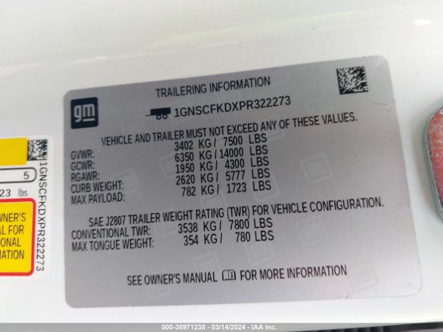 1GNSCFKDXPR322273 Chevrolet Suburban 2wd Premier